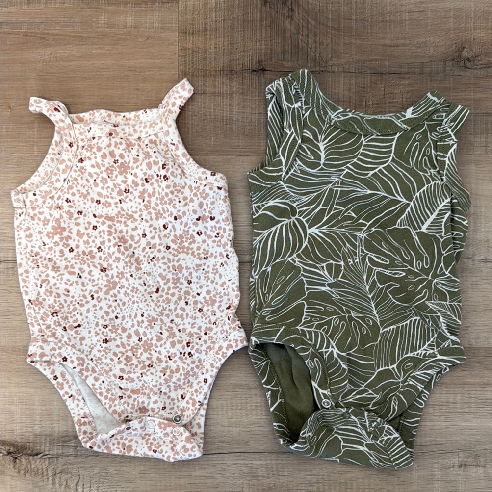 Old Navy Green And Pink Bodysuits For Babies